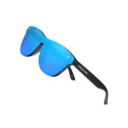 KINGSEVEN Polarisierte Sonnenbrille Männer Frauen Retro Outdoor Sport Golf Radfahren Angeln Wandern Verspiegelte Vollformatbrille 756 (Blau) von KINGSEVEN