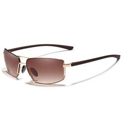 KINGSEVEN Retro Stilvolle Polarisierte Sonnenbrille für Herren, Ultraleichte Memory-Bügel 7128 (Gold/Brown) von KINGSEVEN