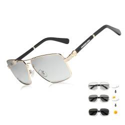 KINGSEVEN Sonnenbrillen Polarisierte Beschichtung Linse 2023 Auto Reset Framework Fahrbrillen für Männer/Frauen Oculos (Gold Photochrom) von KINGSEVEN