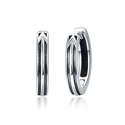 Creolen 925 Sterling Silber Vintage Punk Ohrringe Hypoallergen Mode Schwarz 17mm Creolen für Männer Frauen von KINGWHYTE