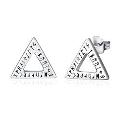 Dreieck Ohrstecker mit Viking Rune Ohrringe 925 Sterling Sliver Viking Schmuck für Männer Frauen Unisex von KINGWHYTE