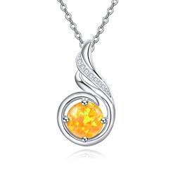 Gelber Opal Halskette 925 Sterling Silber Bunter Phönix Geburtsstein Anhänger Opal Schmuck für Frauen Freundin von KINGWHYTE