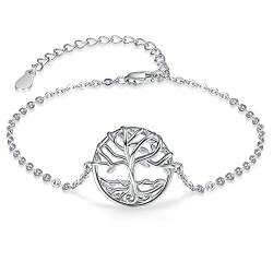 KINGWHYTE Baum des Lebens Armband 925 Sterling Silber Verstellbare Armbänder Charm Schmuck Geschenke für Frauen Mama Mädchen Freundin von KINGWHYTE