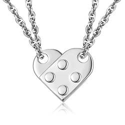 KINGWHYTE Bff Ketten BFF Halskette für 2 Sterling Splitter Paare Halskette Herz Halskette Freundschaftskette passende Anhänger Set Schmuck für Frauen Männer Familie von KINGWHYTE