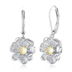 KINGWHYTE Blume Ohrringe 925 Sterling Silber Floral Dangle Ohrringe für Frauen Blüten Tropfen Ohrringe Schmuck Geschenke für Frauen Mädchen Damen von KINGWHYTE