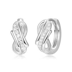 KINGWHYTE Diamante Hoop Earrings für Frauen 925 Sterling Silber Infinity Ohrringe mit Cubic Zirkonia Knorpel Hoop Earrings Schmuck Geschenke für Frauen Mädchen von KINGWHYTE