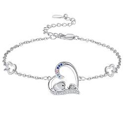 KINGWHYTE Eule/Elefant Armband 925 Sterling Silber Tierarmband Tierschmuck Geschenke für Frauen Mädchen Freund (Elefant Armband) von KINGWHYTE