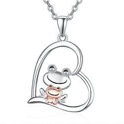 KINGWHYTE Frosch Halskette, 925er Sterlingsilber, süßes Tier, Pandant-Geburtstags-Frosch, Geschenk für Frauen, Mädchen … von KINGWHYTE