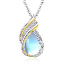 KINGWHYTE Infinity Halskette 925 Sterling Silber Mondstein Teardrop Anhänger Halsketten für Frauen Edelsteinschmuck Geschenke für Frauen Mädchen von KINGWHYTE