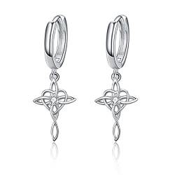 KINGWHYTE Keltischer Knoten Ohrringe 925 Sterling Silber Liebe Kreuz Creolen Ohrringe Schmuck Geschenke für Frauen Mädchen Mutter Tochter von KINGWHYTE