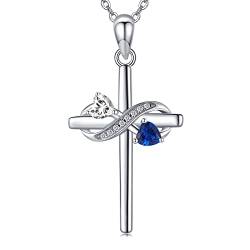 KINGWHYTE Kreuz Unendlichkeitszeichen Kette Damen Silber Infinity Anhänger Halskette mit Herz Zirkon Kruzifix Anhänger Halskette Geschenk für Mädchen Schwester Mutter von KINGWHYTE