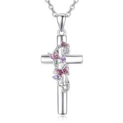 KINGWHYTE Marienkäfer/Schmetterlings Halskette 925 Sterling Splitter Kreuz Schmuck Anhänger Marienkäfer Geschenke Muttertagsgeschenke für Frauen Mädchen von KINGWHYTE