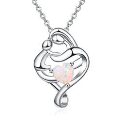 KINGWHYTE Mutter und Tochter Halskette Herz Halskette 925 Sterling Silber Mutter Tochter Halskette Schmuck Geschenk für Mutter Oma Tochter Sohn von KINGWHYTE