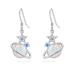 KINGWHYTE Opal Planet Ohrringe 925 Sterling Silber Stern Ohrringe Mond und Stern Ohrringe Dangling Opal Schmuck Geschenke für Frauen Teenager Mädchen von KINGWHYTE