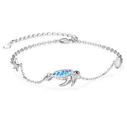 KINGWHYTE Schildkröten-Armband, 925er-Sterlingsilber, Opal-Armband, Schildkröten-Frauenarmband, Schildkröten-Schmuck, Geschenk für Frau von KINGWHYTE