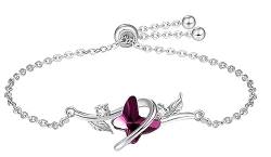 KINGWHYTE Schmetterlings-Armband, 925er Sterlingsilber, verstellbares Blumen-Schmetterlings-Armband mit Schmetterlingskristall, Schmetterlingsgeschenke für Frauen, Schwester, Weihnachtsgeschenke von KINGWHYTE