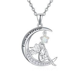 KINGWHYTE Schutzengel Kette 925 Sterling Silber Fairy Moon Halskette Schmuck Geschenke für Frauen Mädchen Tochter von KINGWHYTE