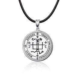 KINGWHYTE Sieben Erzengel Talisman Halskette 925 Sterling Splitter 7 Engel Anhänger Schutzamulett Schmuck für Männer Frauen mit Edelstahl-55cm (20"+2" inch) von KINGWHYTE