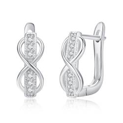 KINGWHYTE Unendliche Ohrringe 925 Sterling Silber CZ Umarmung Hoop Ohrringe Damen Ohrringe für Durchbohrt Ohren Infinity-Schmuck Geburtstagsgeschenke Frauen von KINGWHYTE