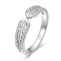 KINGWHYTE Verstellbarer Ringe für Damen, Silber 925 Öffnen Stapelring Eheringe Ring, Zirkonia Silberringe Trauringe Damenring Damen Schmuck von KINGWHYTE