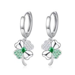 KINGWHYTE Vierblättrige Kleeblatt-Ohrringe 925 Sterling Silber Irische Grüne Ohrringe für Frauen St Patricks Day Ohrringe Irischer Schmuck Geschenke für Frauen Damen von KINGWHYTE