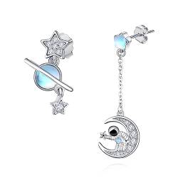 Mondstein Ohrringe 925 Sterling Silber Mond und Stern Ohrringe Sonne und Mond Ohrringe Planet Astronaut Ohrringe Schmuck Geschenke für Frauen Mädchen von KINGWHYTE