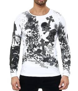 KINGZ Body Longsleeve mit Allover Print Herren Longsleeve 31-04 Weiß XL von KINGZ