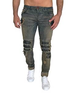 KINGZ Herren Jeans Biker Jeanshose Slim-FIT Designer Jeans 1505 BG Blue 33W/34L von KINGZ