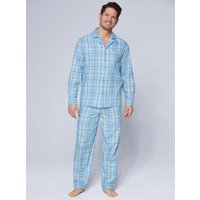 Witt Weiden Herren Pyjama blau-grün-kariert von KINGsCLUB