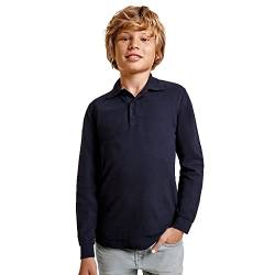 Langarm-Poloshirt für Kinder, 100 % Baumwolle, gerippter Kragen und drei Knöpfe, modisch, lässig und sportlich, atmungsaktiv, Marineblau, 4 Jahre von KINKIES