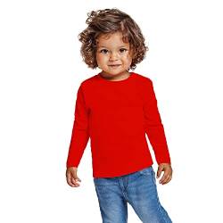 Langarmshirt für Babys - Unisex-Mantel mit leuchtenden Farben aus weicher, warmer und bequemer Baumwolle, rot, 12 Monate von KINKIES