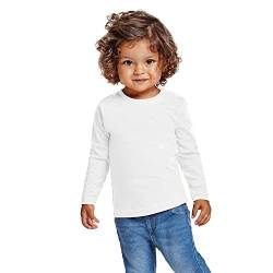 Langarmshirt für Babys - Unisex-Mantel mit leuchtenden Farben aus weicher, warmer und bequemer Baumwolle, weiß, 12 Monate von KINKIES