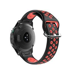 KINOEHOO Ersatzarmband kompatibel mit Garmin Fenix 5/5 plus/Fenix 6/6 Pro/Forerunner 935 945 Armband Weiche Silikon Uhrenarmbänder.(Schwarz Rot) von KINOEHOO