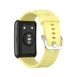 KINOEHOO Ersatzarmband kompatibel mit HUAWEI Watch Fit Edelstahl Armband Weiche Silikon Uhrenarmbänder.(Cremig gelb) von KINOEHOO
