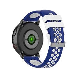 KINOEHOO Ersatzarmband kompatibel mit Samsung Active/S2 Classic,mit Garmin vivoactive 3/vivomove HR Edelstahl Armband Weiche Silikon Uhrenarmbänder.(Blau + Weiß) von KINOEHOO