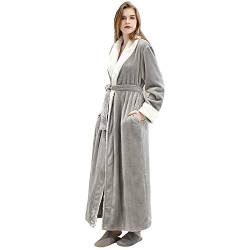 Damen Morgenmantel Fleece Bademantel Nachtwäsche Saunamantel Hausmantel Kimono von KINOW