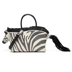 KINROCO Damen Umhängetasche in Zebraform Geldbörse Pu Leder Handtasche Schultertasche Clutch für Mädchen(Color:Schwarz) von KINROCO
