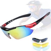 KINSI Fahrradbrille Radsportbrille, polarisierte Sonnenbrille, Sportbrille, Radsportbrille, UV-400-Schutz für Männer und Frauen mit 4 austauschbaren Gläsern von KINSI