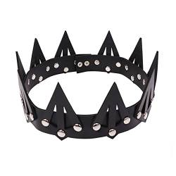 KIPETTO Leder Krone Unisex König Königin Gotische Krone für Halloween Maskerade Cosplay Hochzeit Geburtstag Party Kostüm von KIPETTO