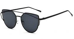 KIRALOVE Sonnenbrille für damen - vintage schwarz - katze - doppelbrückengestell - katzenauge - metall - schwarze farbe - uv 400 polarisiert - mädchenbrille von KIRALOVE