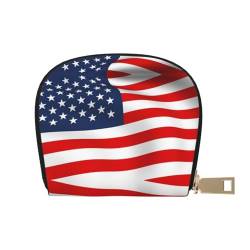 KIROJA Amerikanische Flagge, patriotisches Leder, Kartenfächer, Kreditkartenhalter, kleines Kartenetui mit Reißverschluss für Damen/Herren, Akkordeon-Kartenetui, Amerikanische Flagge Patriotisch, von KIROJA