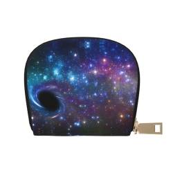 KIROJA Niedliches Tier-Fuchs Blume Leder Kartenfächer Kreditkartenetui Kleine Kartenetui mit Reißverschluss für Damen/Herren, Akkordeon-Karten-Tasche, Galaxy, Einheitsgröße von KIROJA