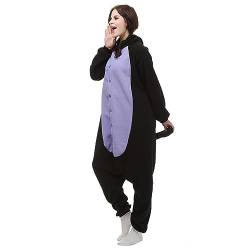 KIRUCOS Cat Katze Onesie Kostüm für Damen Herren Erwachsene Halloween Kostüme Weihnachten Party kuschelig Schlafanzug von KIRUCOS