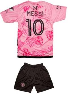 KISRAS Miami Leo Messi #10 2023/2024 Fan-Konzeptdesign der Special Edition Heim Trikot und Short Jugend Größe (Leaf Rosa,128) von KISRAS