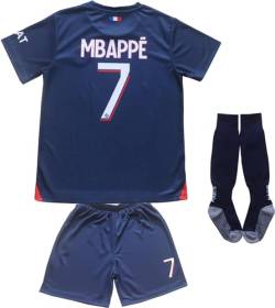 Mbappe #7 2023/2024 Heim Trikot Shorts und Socken Kinder und Jugend Größe (Navy,176) von KISRAS