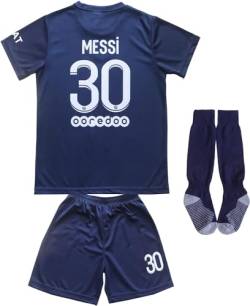 Messi #30 2022/2023 Heim Trikot Shorts und Socken Kinder und Jugend Größe (Navy,164) von KISRAS