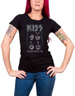 KISS Damen Made for Lovin' You T-Shirt, Schwarz (Black Black), 38 (Herstellergröße: Large) von KISS