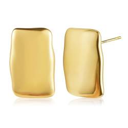 Gold Ohrstecker Ohrringe für Damen, Klobige rechteckige aus Sterlingsilber trendige große geometrische Ohrstecker aus 14-karätigem Gold leichte Statement Ohrringe von KISSPAT