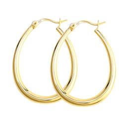 Große Oval Creolen für Damen, hypoallergen Hautverträgliche & Wasserfeste 925er Sterlingsilber leicht Gold Creolen Schmuck Geschenk für Frauen von KISSPAT