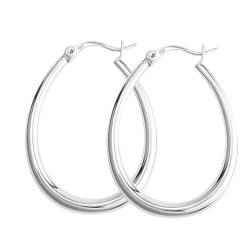 Große Oval Creolen für Damen, hypoallergen Hautverträgliche & Wasserfeste 925er Sterlingsilber leicht Silberne Creolen Schmuck Geschenk für Frauen von KISSPAT